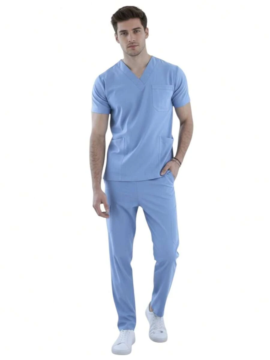 SOULMATE Pijama Quirúrgica Hombre Boston - Neblina azul - Ver 1