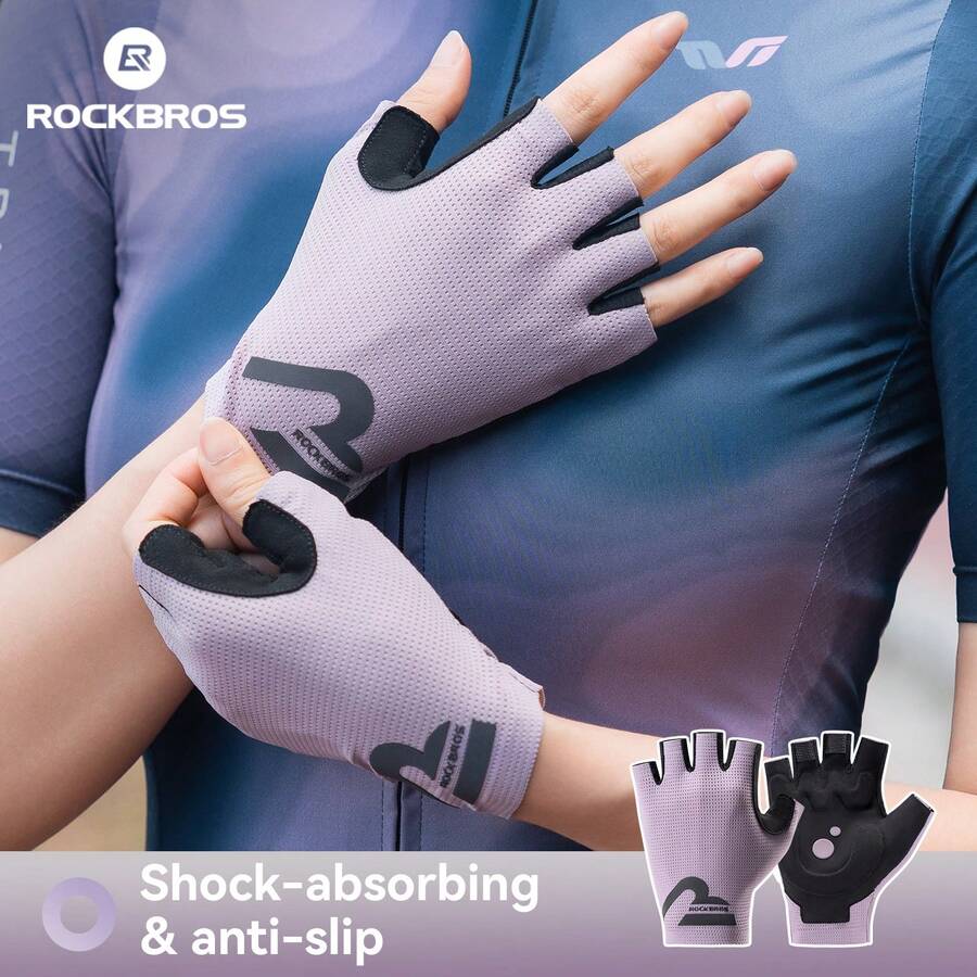 ROCKBROS 1pc Riding Half Finger Gloves Summer Mountain Road Bike Full Short Fingers - Nhiều màu - Xem 1