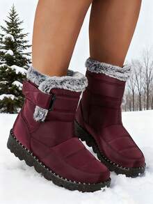 FZY New Winter Women's Snow Boots - Women's Non-Slip High-Top Snow Boots With Fur Collar - Women's Everyday Snow Boots, Women's Thick-Soled Non-Slip Boots - Plush Lining Snow Boots.Essential Easter Outfits - Đỏ - Xem 3