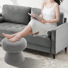 Chaise de maquillage, tabouret de coiffeuse, tabouret rond multifonctionnel, pour une utilisation dans les chambres, les salons, les salons de beauté, les dressings, les studios et autres lieux. - Gris - Voir 5