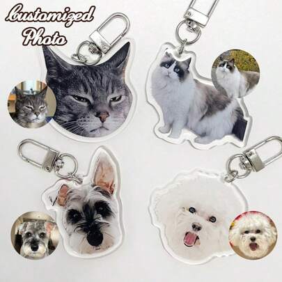 Custom Pet Photo Keychain, Acrylic Keychian, Dog Portrait Keychain, Cute Personalized Design Keychain, Kawaii Dog Keychain, Dog Lover Gift