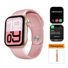 Smartwatch para Hombres y Mujeres, Reloj Inteligente de Moda: Pantalla 2.01" Bordes Ultra Finos, NFC, Asistente Diario(Calculadora/Alarma/Clima), Carga Inalámbrica, Recibe notificaciones de Whats-App/Face-book, Llamadas por Bluetooth, Seguimiento de Actividad Física, +100 Esferas Personalizables, Compatible iOS/Android - Reloj Hombre(relojes para hombre) / Reloj Mujer(relojes para mujer). - Rosa-2 Correas - Ver 1