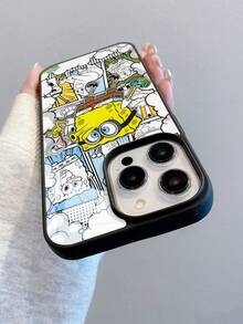 SpongeBob SquarePants 1pc Acrylic Cartoon Cloud SpongeBob Patchwork Pattern Full Coverage Shockproof Phone Case Compatible With IPhone 17/16/15/14/13/12/11 Pro Max And Other Models - Multicolor - View 5