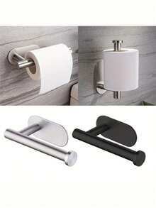 Stainless Steel Wall-Mounted Toilet Paper Holder, Bathroom Tissue Roll Dispenser, No Drilling Required, Self-Adhesive Roll Paper Rack, Absorbent Napkin Stand, Holder For Paper Towels No Drill Toilet Paper Holder, Self-Adhesive Roll Paper Rack, Absorbent Napkin Stand, Black, Silver, Gold, Bathroom Accessories, No-Drill, Wall-Mounted, WC Organizer, Bathroom Hardware Equipment, Bathroom Decor Fall Decor