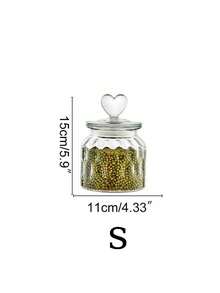 1pc Heart Shaped Glass Storage Jar With Airtight Lid, Transparent Candy/Food/Spice/Salt/Sugar/Coffee/Tea Container, 500ml/800ml/1200ml - Transparent Water Droplets - View 9
