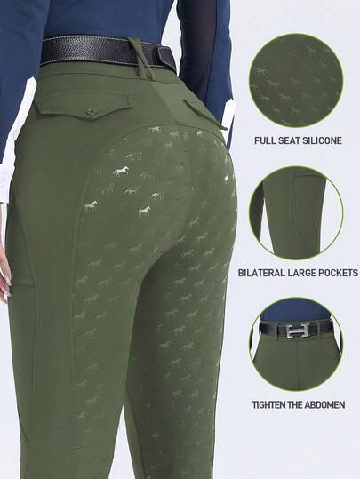 ROYALS MATTINI Women's Equestrian Jodhpurs, Full Silicone Seat Anti-Slip Riding Pants, Quick Dry Breeches For Equestrian Sports