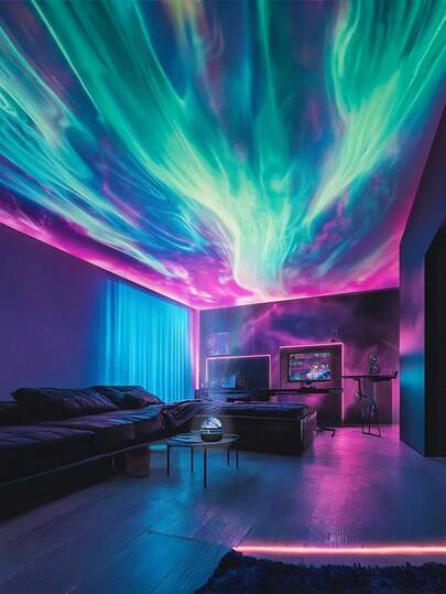 1 Stück Neue Aurora 16-Farben rotierende RGB Smartlight | Aurora Atmosphäre Projektions Smartlight LED Glühbirne | USB Deckenprojektor & Nachtlicht, geeignet für Partys, Schlafzimmer, Büro, Wohnzimmer, Gaming, Partys, Restaurants, Theater, Dekoration, mit Fernbedienung, dimmbar (USB betrieben) - perfektes Geschenk zu Weihnachten, Valentinstag, Ostern, Halloween