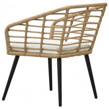 vidaXL 2 Stück Gartenstühle Mit Auflagen, Poly Rattan Eiche - Yellow - View 5
