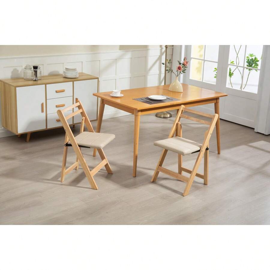 Solid Wood Folding Chair - Space Saving Design, Durable And Stylish For Home And Office Use