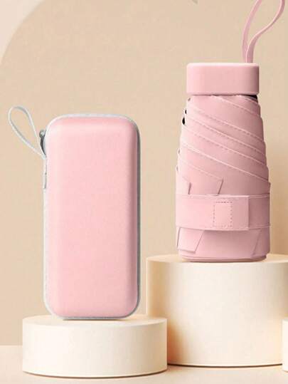 1pc Mini Pocket Umbrella, Compact Umbrella, 5-Fold Umbrella, Dual Use Rainproof & Sunproof, Mini Pocket Waterproof Portable Travel Umbrella, Sunshade Umbrella Women Sunscreen UV Sunscreen Umbrella 2 In 1 Mini Six Fold Ultra Light Compact Portable, Mini Travel Umbrella, Compact Portable Sunny And Rainy Dual Purpose Umbrella,Wind Shade, 99% UV Protected,Spring Summer Picks,Brides Maid Gifts,Room,Bedroom Decor,Beach,Travel,For Men,For Women,Vacation,Cute Stuff