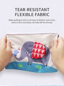 1 pièce Livre en tissu pour bébé avec queues d'animaux, livre en tissu, jouets pour nourrissons, calendrier miroir avec papier froissant, jouets éducatifs précoces pour bébés garçons et filles, jouets sensoriels pour le temps de tummy, cadeau - Multicolore - Voir 10