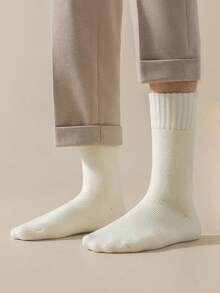 1/3/5/10/15/20双装男士保暖加厚登山靴袜，柔软舒适，适合寒冷天气，长袜，冬季，黑白配色，舒适保暖袜 - 彩色 - 查看 4