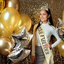 65th Birthday Decorations For Women,  65th Birthday Gits For Her Birthday Decorations Set- It's My Birthday Crown And Sash With 65 & Fabulous, Happy 65th Birthday Tiara Birthday Party{Inchcolorinch:Inch65thinch} - 第65屆 - 查看 6