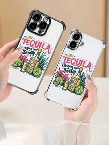 Lujo Ligero, Estilo y Belleza"Tequila: Más barato que la terapia"Funda de Teléfono Transparente de Color Plata con Protección en las Cuatro Esquinas, Compatible con 17PROMAX, 17PRO, 17Air, 17 - transparente - Ver 4