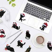 50pcs Black Cat Kitty Pet Aesthetics Stickers Vintage Cute Ins Graffiti Romance Funny Doodle Cartoon Art Cool Deacl Pack Christmas Decoration Suitcase DIY Luggage Party Gift - Multicolor - View 6