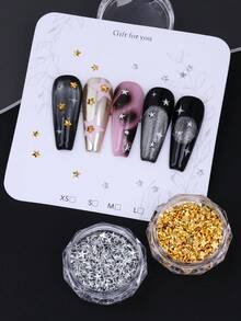 1 Hộp/2 Hộp Trang Trí Móng Tay Hình Ngôi Sao Vàng & Bạc, Phụ Kiện Trang Trí Móng Tay Hình Cây Thông Noel & Ngôi Sao, Đồ Trang Trí Móng Tay, Tự Làm Móng Tay Trang Trí Thanh Lịch, Vật Tư Làm Móng Tay - Nhiều màu - Xem 7