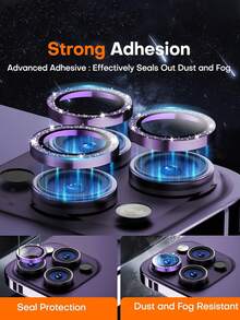1 Set Of Apple Camera Lens Protector Film, Tempered Glass And Metal Independent Protective Case [Anti-Drop] Compatible With IPhone 17 Pro Max/17 Pro/16 Pro Max/16 Pro/15 Pro Max/15 Pro/14 Pro Max/14 Pro - Shiny Deep Purple - Purple - View 3
