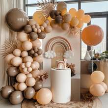 104 pièces Ensemble d'arche de guirlande de ballons marron, ballons or crème marron, convient pour la décoration de fête d'anniversaire des garçons, des filles et des enfants - Multicolore - Voir 4
