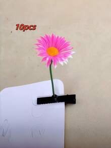 10个花朵发夹，一种用于固定花朵或嫩芽的发夹。适合打造趣味时尚的发型。可爱的花朵图案，是理想的发饰。适合学生、上班族以及男女佩戴。绿色植物发夹。是圣诞节礼物、新年派对、生日派对和课堂活动的理想选择。（通用尺寸）包含两个发夹、爪夹、发卡、发夹、发卡、发饰、发夹。 - 彩色 - 查看 10