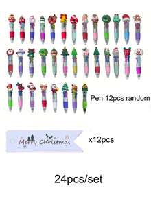 Zestaw 24 szt./6 szt./zestaw uroczych, czterokolorowych długopisów kulkowych i kartek świątecznych, idealny dla uczniów, czterokolorowe mini długopisy kulkowe, kolorowe długopisy, 4-kolorowy tusz, odpowiedni do szkolnych artykułów biurowych, uroczy wzór Świętego Mikołaja, renifera i bałwana – idealny do biura, jako nagroda w klasie, zabawny prezent zbiorczy, upominki na imprezę, prezenty urodzinowe, prezenty świąteczne - Wielokolorowe - Zobacz 13