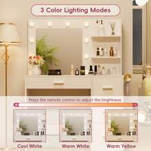Furniwell Vanity Desk With Mirror, Power Outlet And 10 Lights, Makeup Table With 4 Drawers, 3 Color Modes Available For Bedroom - Xem 5