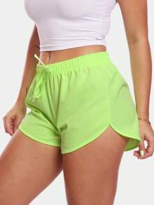 Shortinho Tactel Feminino Soltinho Treino Academia Praia Piscina Confortável - Verde Limão - Visão 1