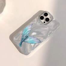 1 Funda de Teléfono Transparente IMD Suave con Patrón de Cola de Pescado Simple de Verano, Impermeable, Antihuellas, Resistente a los Arañazos, Adecuada para  16/16 Plus /  15/15 Plus, iPh, Funda de Teléfono de Moda, con Correa, Funda de Teléfono con Estampado de Leopardo, Funda de Teléfono a Prueba de Golpes, Cubierta Protectora Linda para , Cubierta de Teléfono para Uso Diario, Compatibilidad, Diseño de Cola de Pescado, Impresión de Alta Calidad, Cubierta Protectora Duradera, Adecuada para Entusiastas de la Moda, Propietarios de Smartphones - Colores mixtos - Ver 4