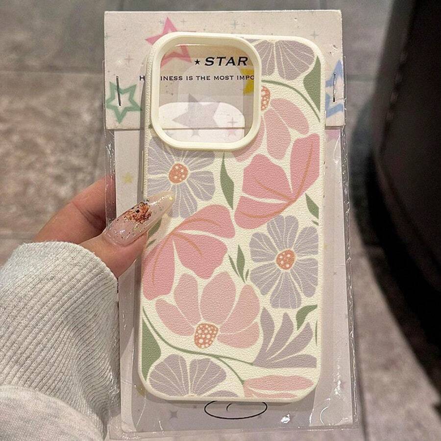 Floral Element TPU Flower 1pc Material Elegant Muted Floral Pattern Phone Case Compatible With IPhone 17 Pro Max/17/16 Pro Max/15/13/12/11, S20 FE/A15/S24/A55, Compatible With Redmi Note 11/12/13 Pro, Full Coverage Anti-Drop Soft Protective Cover,International Version, Not The Domestic Version Spring Gift Party - White - View 1