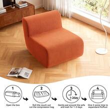 Compressed Lazy Sofa In A Box, Boneless Couch Comfy Single Corduroy Sofa Chairs For Living Room, Bedroom ,Office, Apartment, No Assembly Required - 橘色 - 查看 5