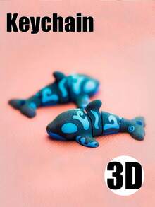 1个3D打印鲸鱼钥匙扣，节日活动生日礼物 - 藏蓝色 - 查看 1