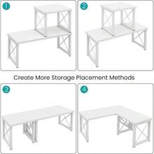 Wood Desktop Shelf, Freestanding Small Bookshelf Dorm Supplies Organizers, 2 Tier Stackable Desk Stand, Adjustable Storage Organizer, Kitchen Counter Display Rack, White - White - View 7