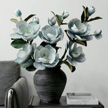 ZaiYe 1pc Luxury Artificial Magnolia Flower - Soft Touch, High-End Wedding, Home And Holiday Artificial Floral Decor - Elegant Tabletop DIY Centerpiece, Best Choice For Christmas, Perfect For Thanksgiving - Multicolor - View 9