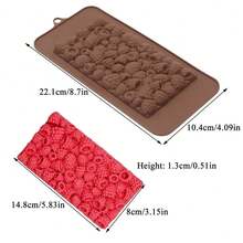 1/2pcs Small Raspberry Chocolate Silicone Mold, Square Raspberry Chocolate Block, Dubai Chocolate, Candy, Mousse, Dessert, Cake Decor, Baking Tool, Homemade Christmas, Thanksgiving, Valentine's Day Gift, Rectangle Handmade Soap, Candle, Plaster, Resin Mold - Multicolor - View 5