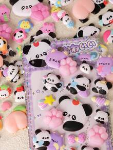 3D Cute Animal Panda, Rabbit And Cat Paw Foam Stickers, Stress Relief Stickers, Decorative Stickers, Suitable For Water Bottles, Keyboards, Tables, Children's Rewards, 3D Scrapbooking Sticker Toys