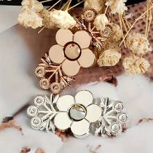 2-Piece Flower Jeans Waist Tightener, Instant Snap Button, Detachable No-Sew Adjustable Belt Flower Buckle - 2 套 金色 - 查看 6