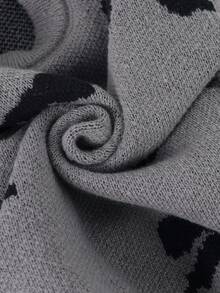 1件宽松舒适休闲户外时尚百搭韩版个性化针织长袖加厚保暖套头毛衣，带蝴蝶结元素，适合少女，春/秋/冬季穿着 - 灰色 - 查看 7