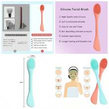 2 In 1 Cleansing BrushSilicone Face Applicator, 2PCS Face Brush Face Scrubber Exfoliating, Massaging, Remove Blackheads, Applicator Mud, Body Lotion, Pink Purple - 橙色和綠色 - 查看 1