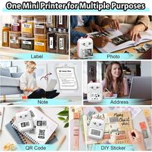 Sticker Printer, Mini Printer Compatible With Iphone, 57mm Print Blue-Tooth Thermal Sticker Maker Machine, Pocket Inkless Phone Printer For Gift, Study Notes, Learning Assistance, Journal