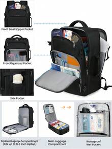 NEWHEY 男士旅行背包 40升 符合航空公司登机标准 17英寸大容量笔记本电脑背包 防水行李电脑背包 商务大学周末旅行过夜背包 防水背包 - 彩色 - 查看 6