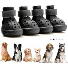 Dog Boots Hot Pavement & Snow, Waterproof Non-Slip Dog Shoes With Reflective Straps, Adjustable Pet Booties Small To Large Dogs, Outdoor Paw, 4Pcs - màu đen - Xem 12