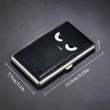 Pattern Thick Cigarette Box, Black And Brown Leather Texture, Can Hold 20 Cigarettes, Each Box Has A Rubber Strap Fixed Ultra-Thin Flip Design, Fashionable And Creative Moisture-Proof And Pressure Resistant Portable Cigarette Box - Multicolor - View 2