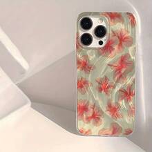 1 Pieza Funda de Teléfono Transparente IMD Suave Brillante y Lisa con Patrón de Moda Simple de Flor Naranja, Impermeable, Antihuellas y Antirrayas para  16/16 Plus/16 Pro/16 Pro Max/ 15/15 Plus/15 Pro/15 Pro Max/ 14/14 Plus/14 Pro/14 Pro Max/ 13/13 Pro/13 Pro Max/ 12/12 Pro/12 Pro Max/ 11/11 Pro Max/61 Pro - Colores mixtos - Ver 2