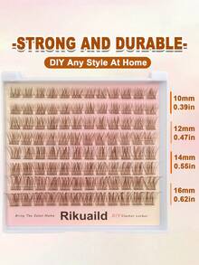 Rikuaild 96pcs Brown Fluffy False Eyelashes, Soft & Criss-Cross Fibers, Natural Look, Suitable For Travel & Everyday Makeup