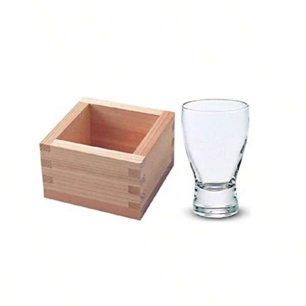 Happy Japanese Masu And Glass Sake Set Wooden Square Cups And Cold Glass For Sake