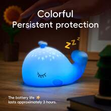 7-Color Whale Night Light, Silicone RGB Animal Touch Rechargeable Night Light, Kawaii Decor Night Lamp, Indoor Bedroom LED Decorative Light - Multicolor - View 6