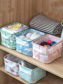 5/3/1pc Large Capacity Foldable Wardrobe Storage Bag, With Handle, Thick Durable Fabric, Sturdy Storage Box For Clothes, Documents, Certificates And Other Items - Multicolor - View 3