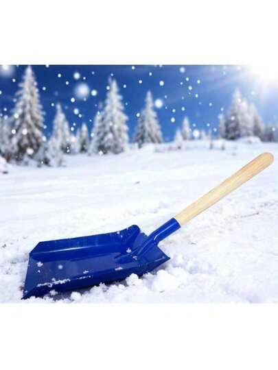 Pala da neve in ferro con manico in legno blu o verde - Piccola 20x10cm / Media 21x15cm / Grande 26x18cm, attrezzo per la rimozione della neve per uso domestico invernale