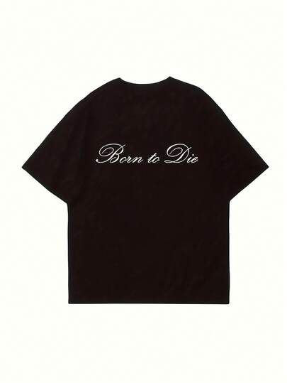 Camiseta Gráfica Born to Die para Mujer - Estilo Audaz y Minimalista - I para Uso Diario o Especiales - Regalo Único para Ella - Camiseta Negra Lavable a Máquina, Tejido No Transparente, Diseño Clásico con Letras