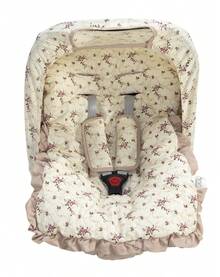 Kit 04 Pcs Cover For Baby Car Seat Sun Canopy Belt Protector Soft 100% Cotton - Hoa rỉ sét - Xem 1