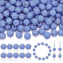 160pcs 10 Rhinestone Beads For Jewelry Making,  Blue Shiny Round Disco Ball Beads Bulk, Sparkle Crystal Clay Christmas For Bracelet Baseball Necklace Earring Crafting And DIY,26388573 - 藍色 - 查看 1